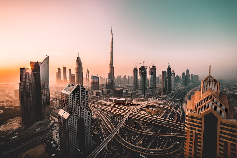 City at dusk